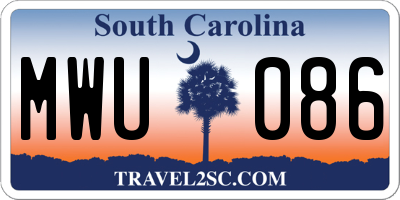 SC license plate MWU086