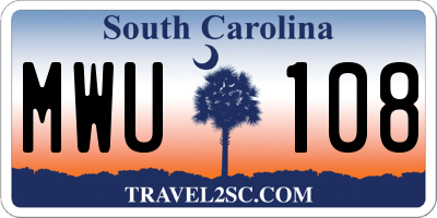 SC license plate MWU108