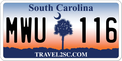 SC license plate MWU116