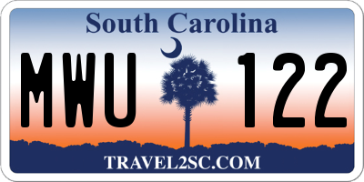 SC license plate MWU122
