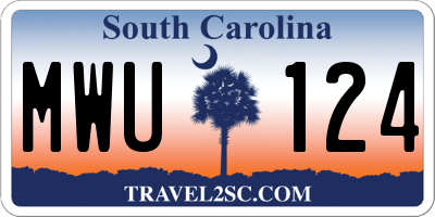 SC license plate MWU124