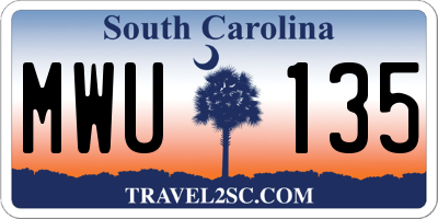 SC license plate MWU135