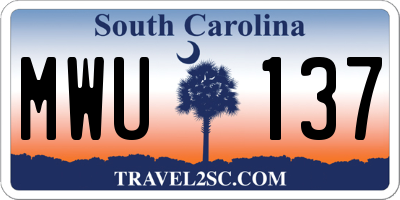 SC license plate MWU137