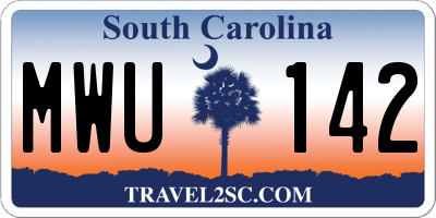 SC license plate MWU142