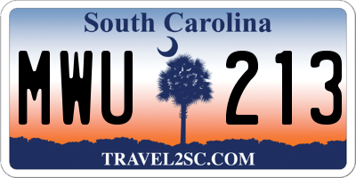 SC license plate MWU213