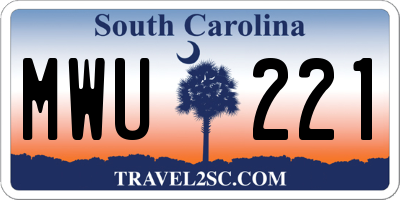 SC license plate MWU221