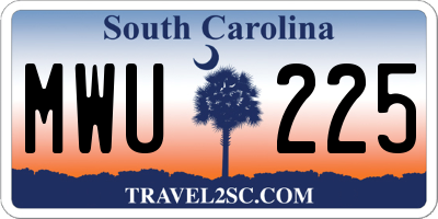 SC license plate MWU225