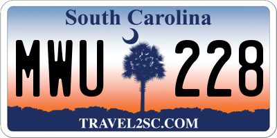 SC license plate MWU228