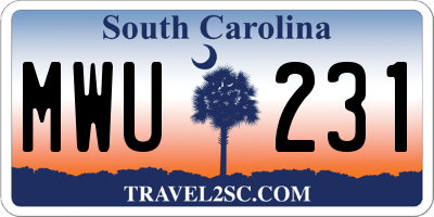 SC license plate MWU231