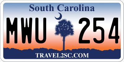 SC license plate MWU254