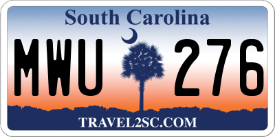 SC license plate MWU276