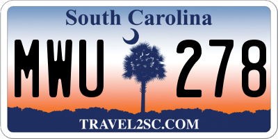 SC license plate MWU278