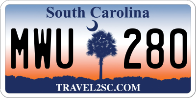 SC license plate MWU280