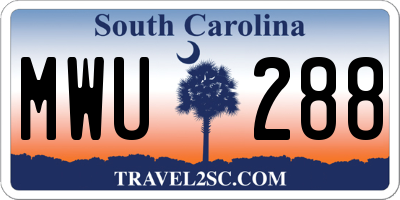 SC license plate MWU288