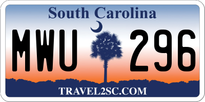SC license plate MWU296