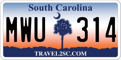 SC license plate MWU314