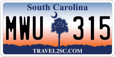 SC license plate MWU315