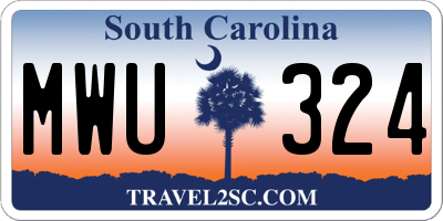 SC license plate MWU324