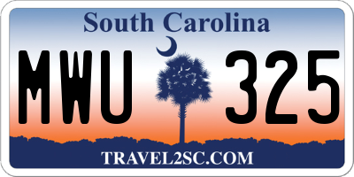 SC license plate MWU325