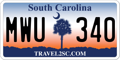 SC license plate MWU340