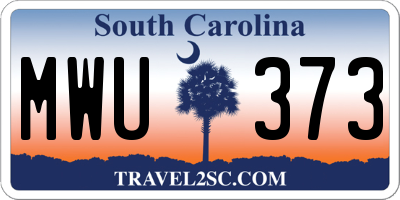 SC license plate MWU373