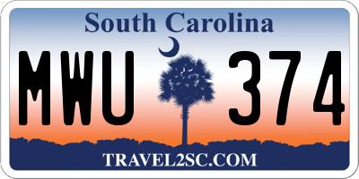 SC license plate MWU374