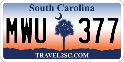 SC license plate MWU377