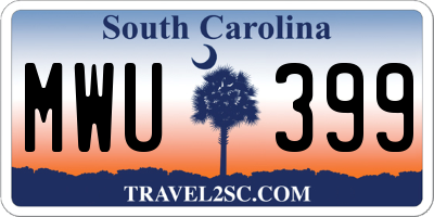 SC license plate MWU399