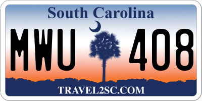 SC license plate MWU408