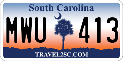 SC license plate MWU413