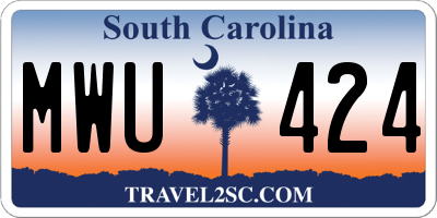 SC license plate MWU424