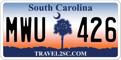 SC license plate MWU426