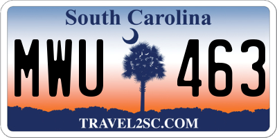 SC license plate MWU463