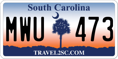 SC license plate MWU473
