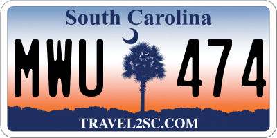 SC license plate MWU474