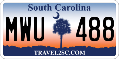 SC license plate MWU488