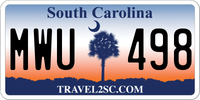 SC license plate MWU498