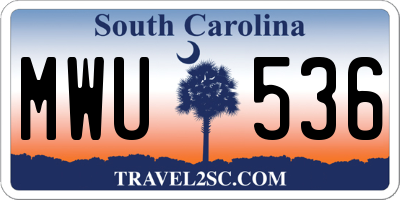 SC license plate MWU536
