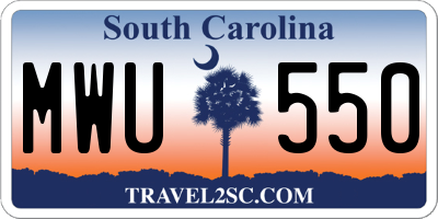 SC license plate MWU550