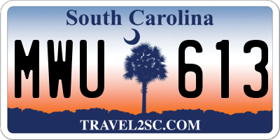 SC license plate MWU613