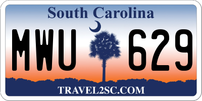 SC license plate MWU629