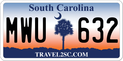 SC license plate MWU632