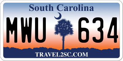SC license plate MWU634