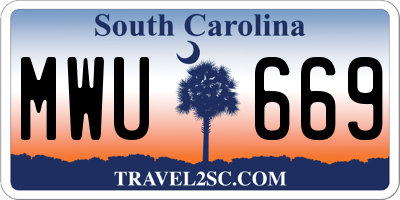 SC license plate MWU669