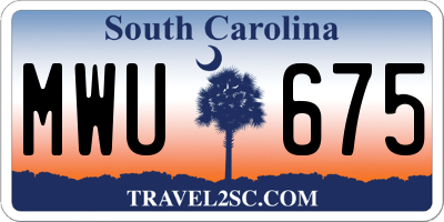 SC license plate MWU675