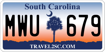 SC license plate MWU679