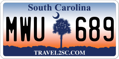 SC license plate MWU689