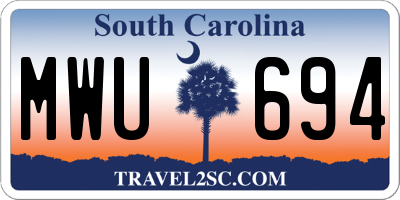 SC license plate MWU694