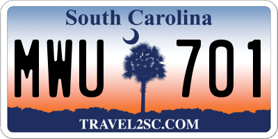 SC license plate MWU701