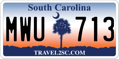 SC license plate MWU713